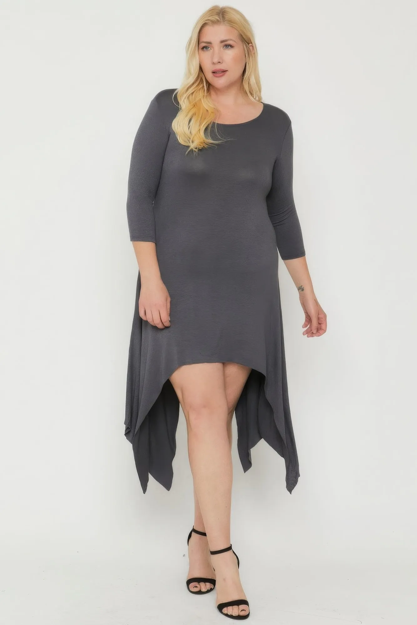 Asymmetrical Raw Edge Hem Solid Dress sold by Gigi Laurent