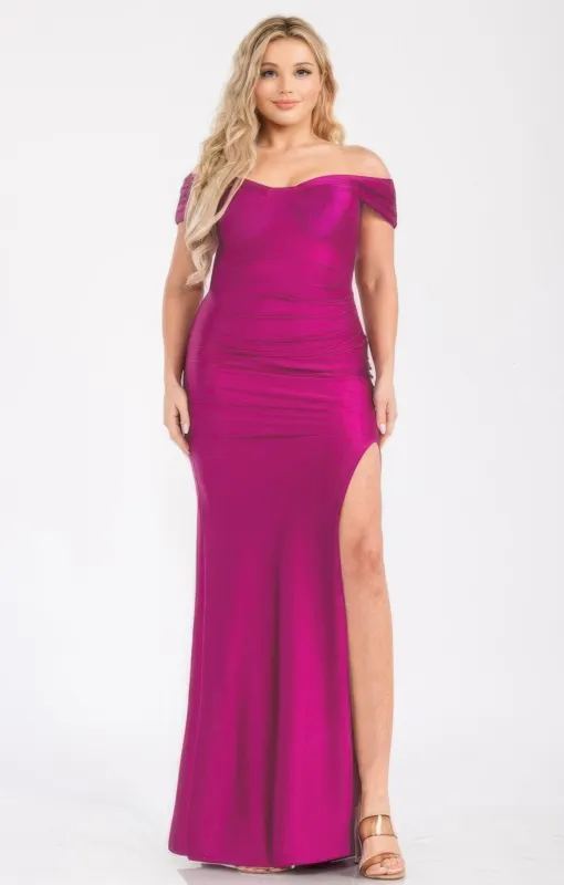 Plus Off Shoulder Draped Cross Wrap Maxidress sold by Gigi Laurent