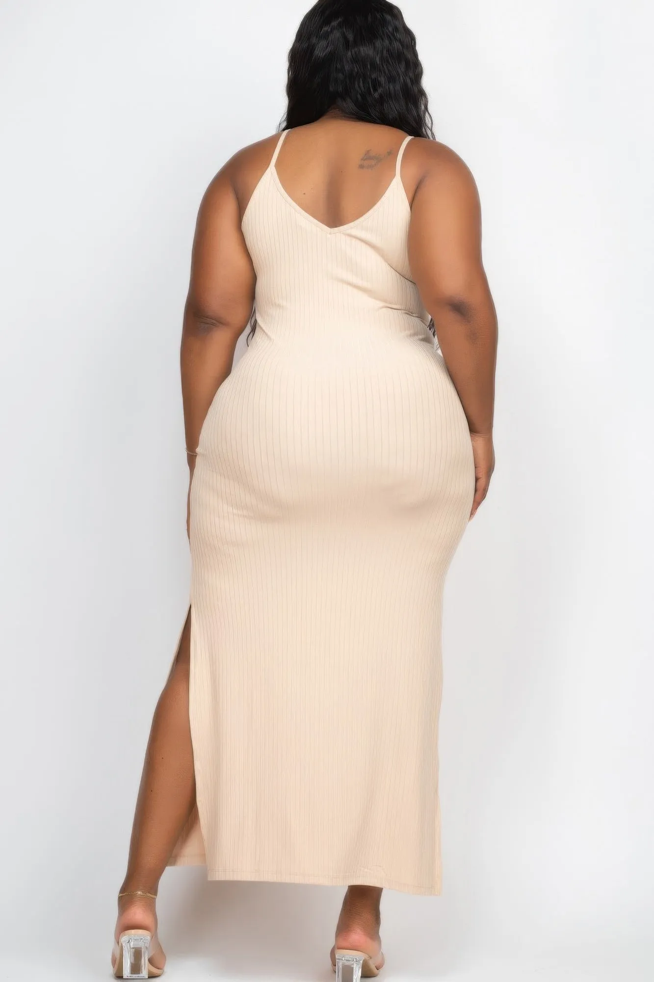 Plus Size Ribbed Side Slit Long Cami Maxi Dress sold by Gigi Laurent product image thumbnail 5