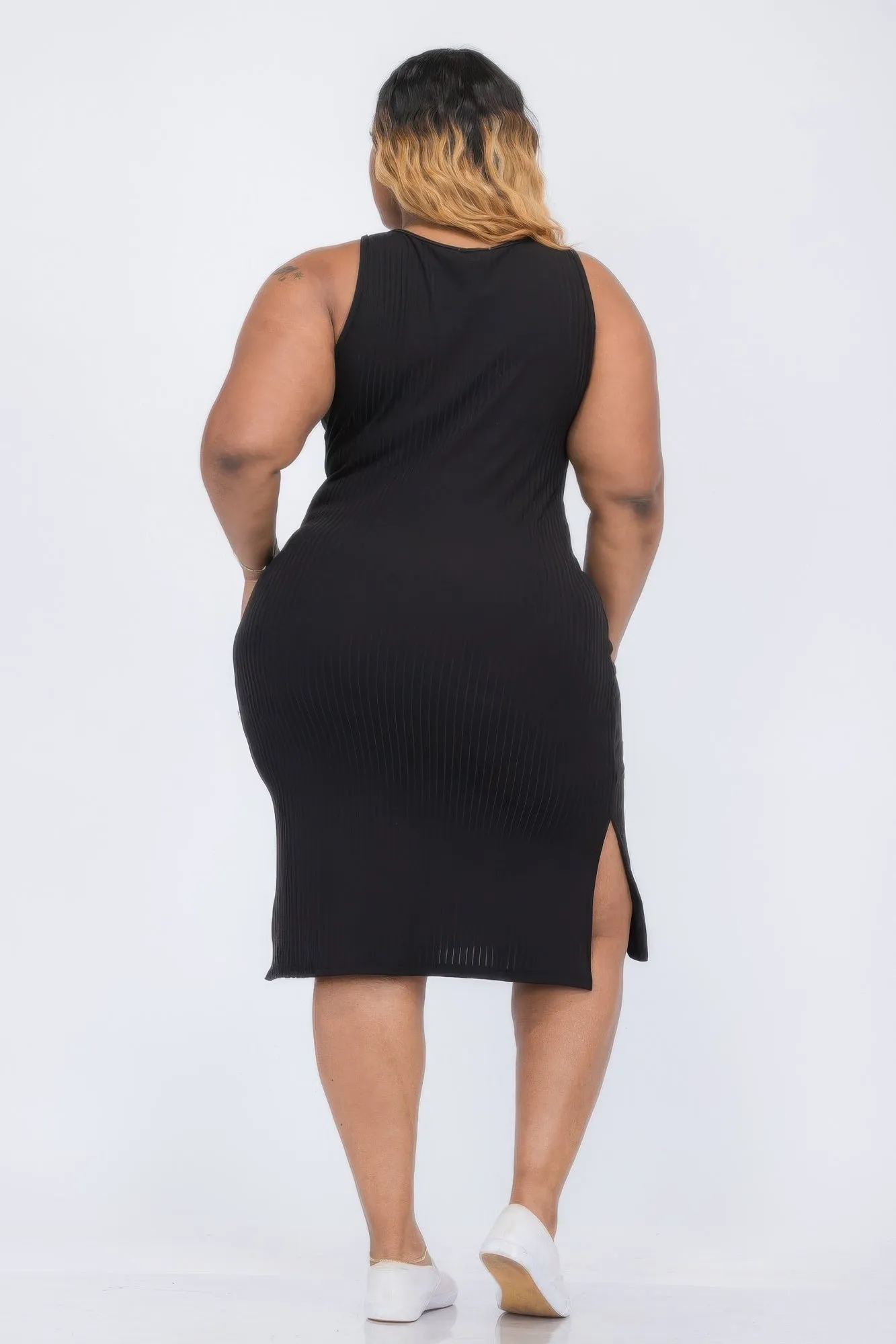 Plus Size Ribbed Side Slit Tank Midi Dress sold by Gigi Laurent product image thumbnail 5