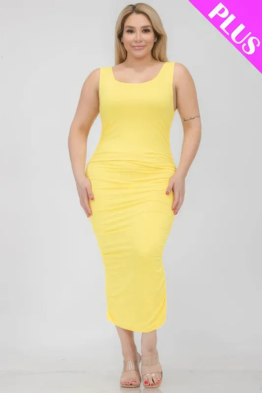 Plus Size Square Neck Ruched Bodycon Midi Dress sold by Gigi Laurent