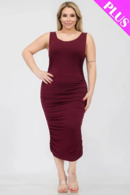Plus Size Square Neck Ruched Bodycon Midi Dress sold by Gigi Laurent