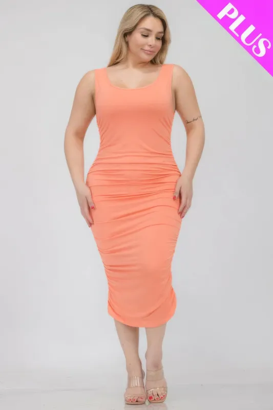 Plus Size Square Neck Ruched Bodycon Midi Dress sold by Gigi Laurent