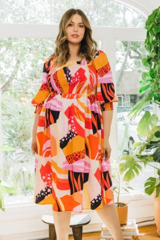 Plus Floral Print Square Neckline Midi Dress sold by Gigi Laurent