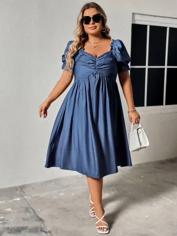 Honey Plus Size Ruched Sweetheart Neck Dress sold by Gigi Laurent