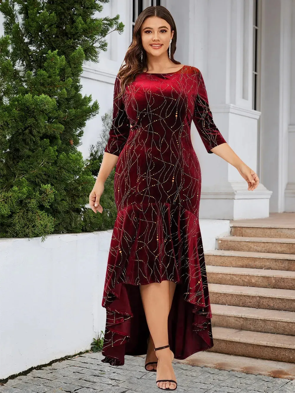 Plus Size Ruffle Hem High-Low Dress sold by Gigi Laurent