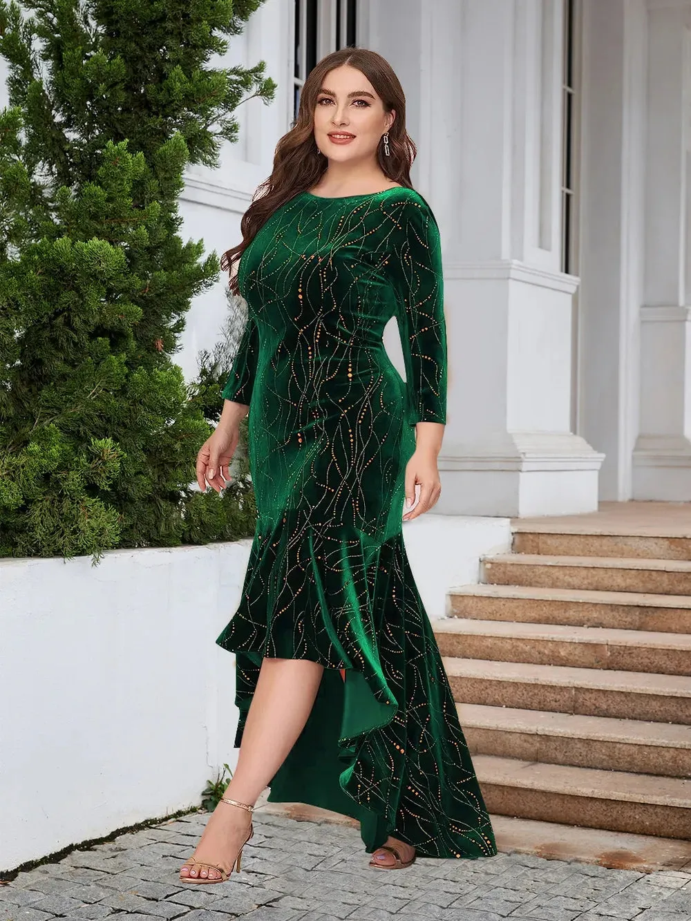 Plus Size Ruffle Hem High-Low Dress sold by Gigi Laurent product image thumbnail 5