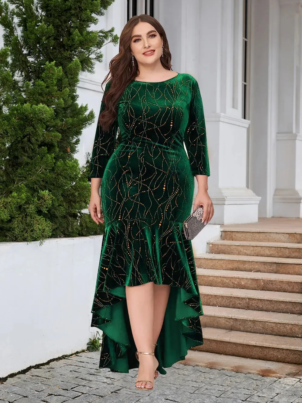 Plus Size Ruffle Hem High-Low Dress sold by Gigi Laurent product image thumbnail 4