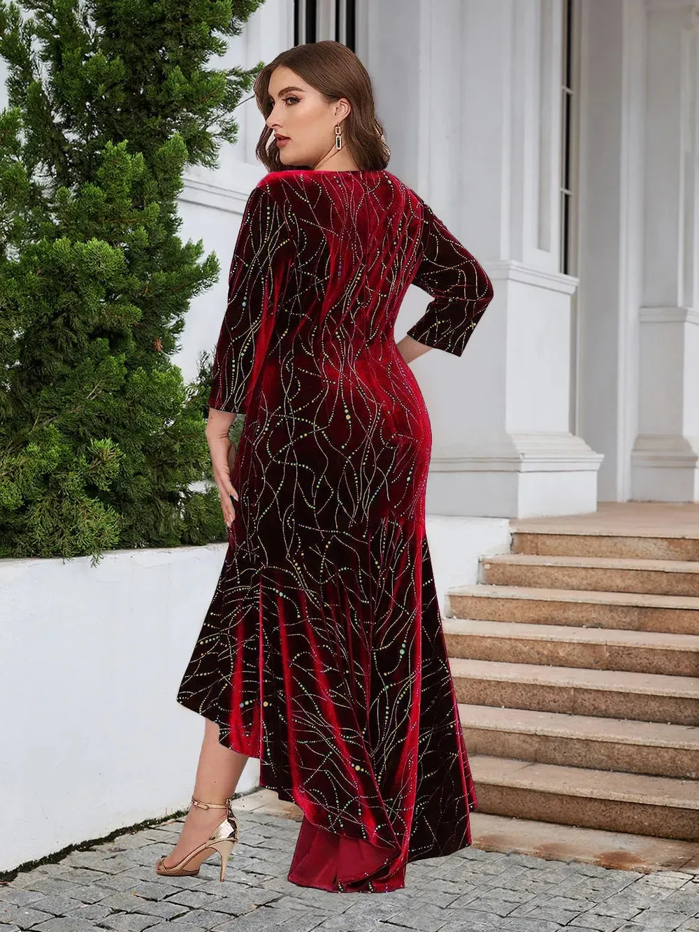 Plus Size Ruffle Hem High-Low Dress sold by Gigi Laurent product image thumbnail 2