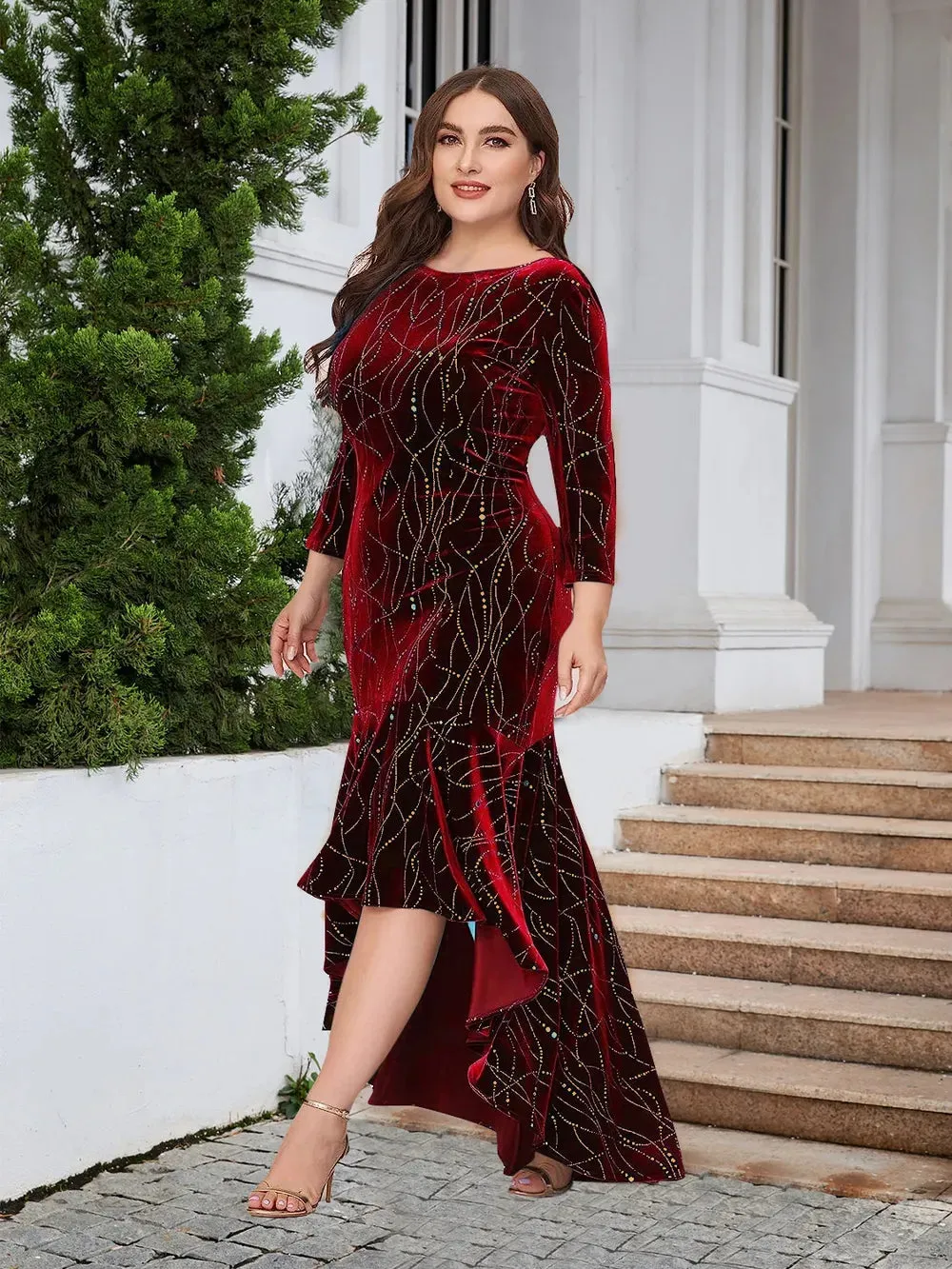 Plus Size Ruffle Hem High-Low Dress sold by Gigi Laurent product image thumbnail 3