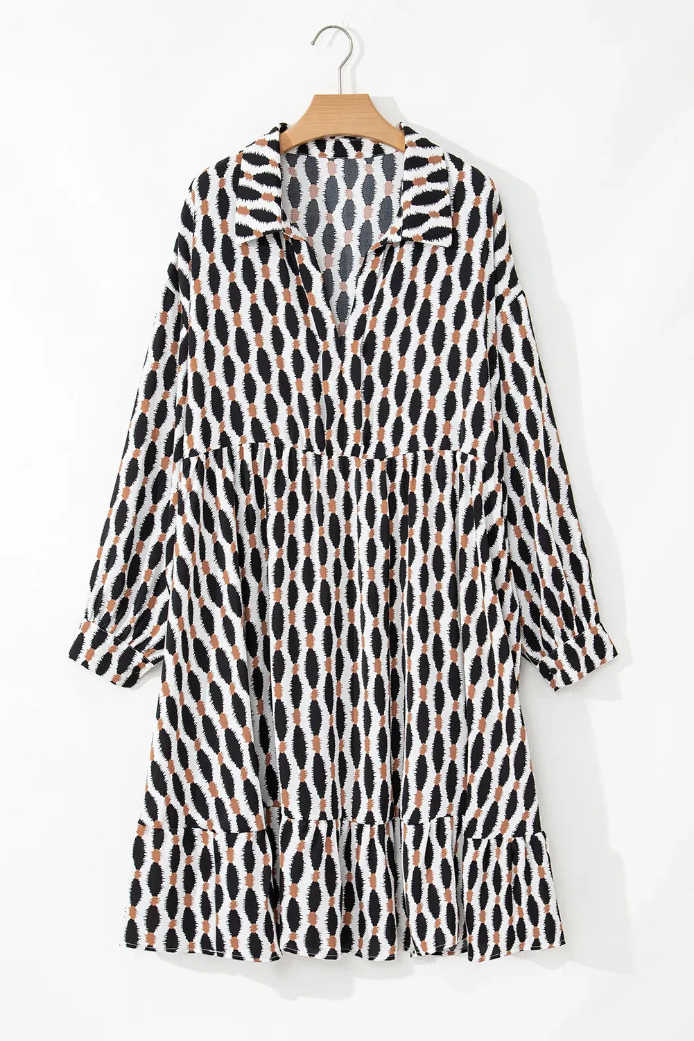 Plus Size Printed Johnny Collar Long Sleeve Dress sold by Gigi Laurent product image thumbnail 5