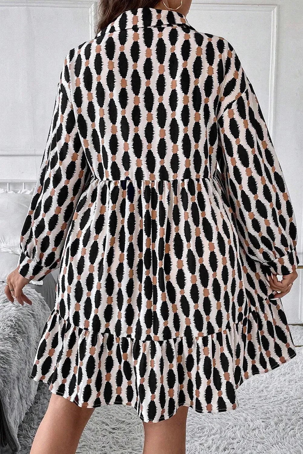 Plus Size Printed Johnny Collar Long Sleeve Dress sold by Gigi Laurent product image thumbnail 4