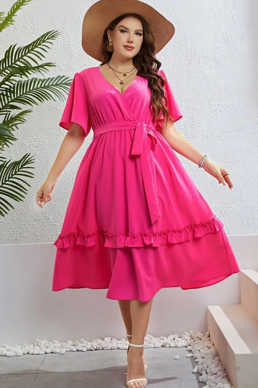 Honey Belted Frill Trim Flutter Sleeve Dress sold by Gigi Laurent