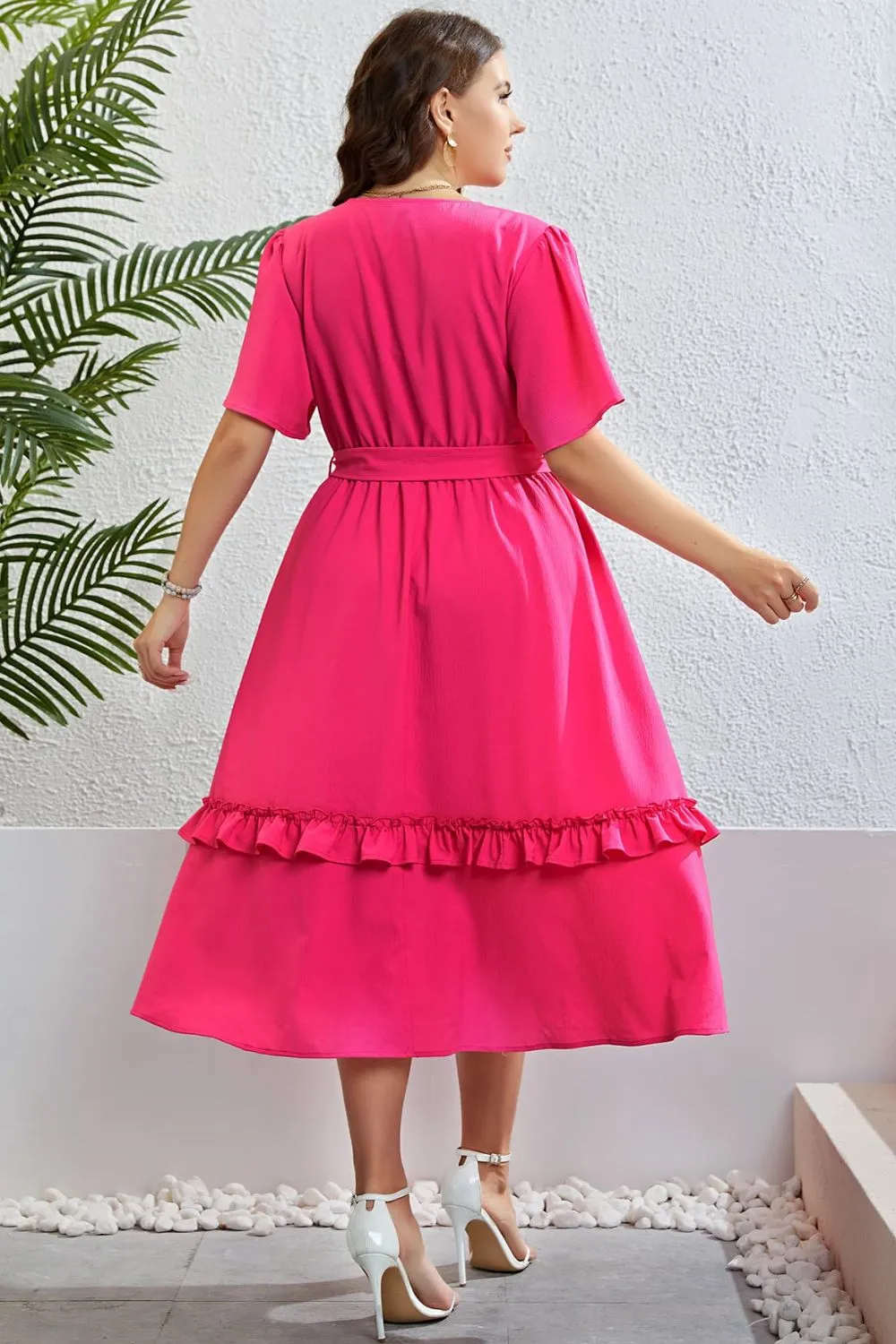 Honey Belted Frill Trim Flutter Sleeve Dress sold by Gigi Laurent product image thumbnail 2