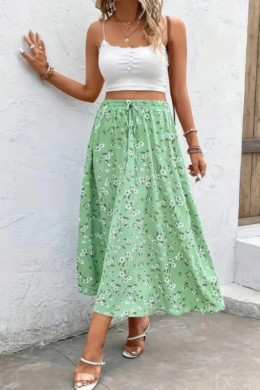 Plus Floral Print Drawstring Waist Fit Skirt sold by Gigi Laurent