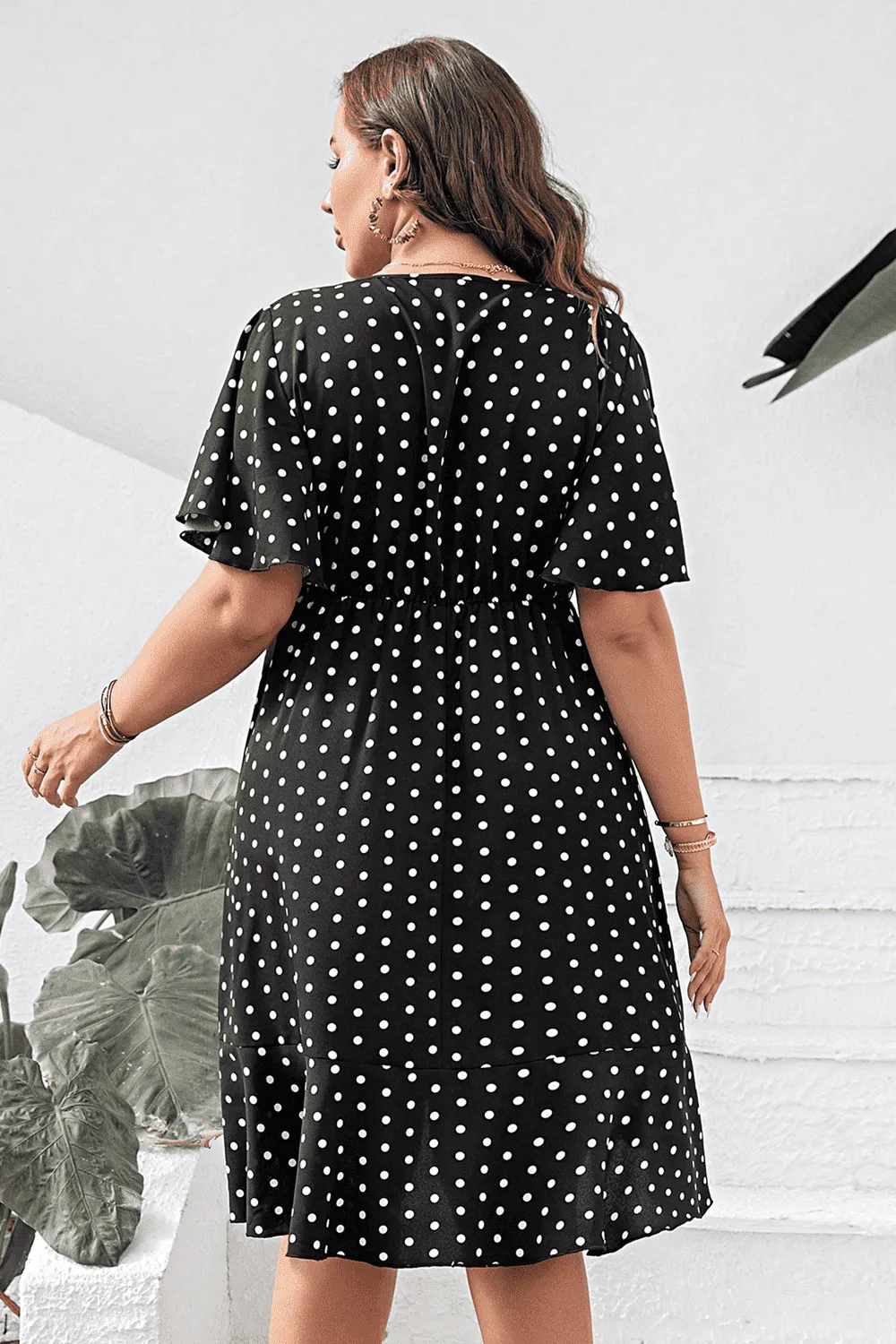 Plus Size Polka Dot Flutter Sleeve Dress sold by Gigi Laurent product image thumbnail 2