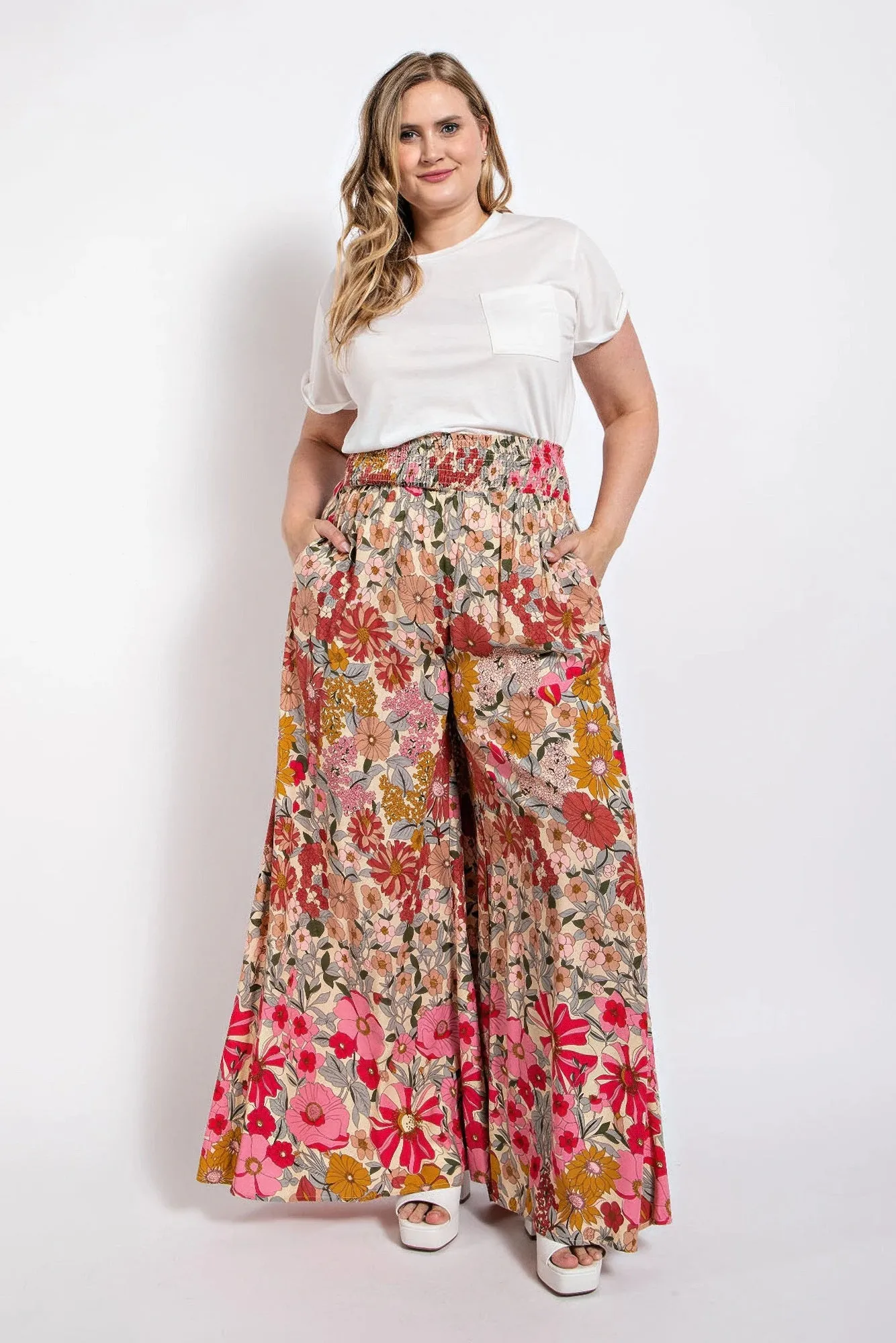 Flare Wide Leg And Waist Smocked Pants With Side Pocket sold by Gigi Laurent product image thumbnail 2