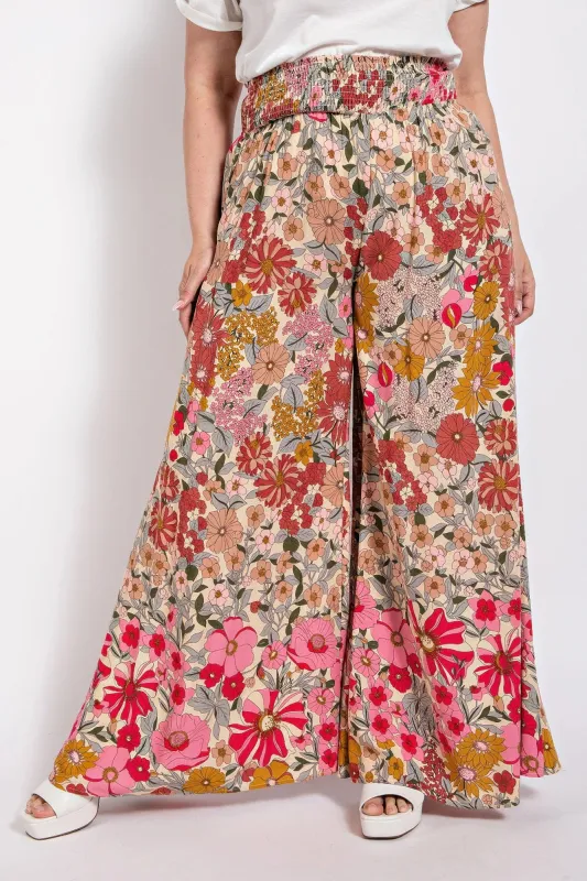 Flare Wide Leg And Waist Smocked Pants With Side Pocket sold by Gigi Laurent