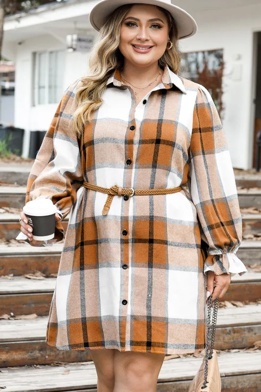 Plus Size Plaid Button Up Shirt Dress sold by Gigi Laurent