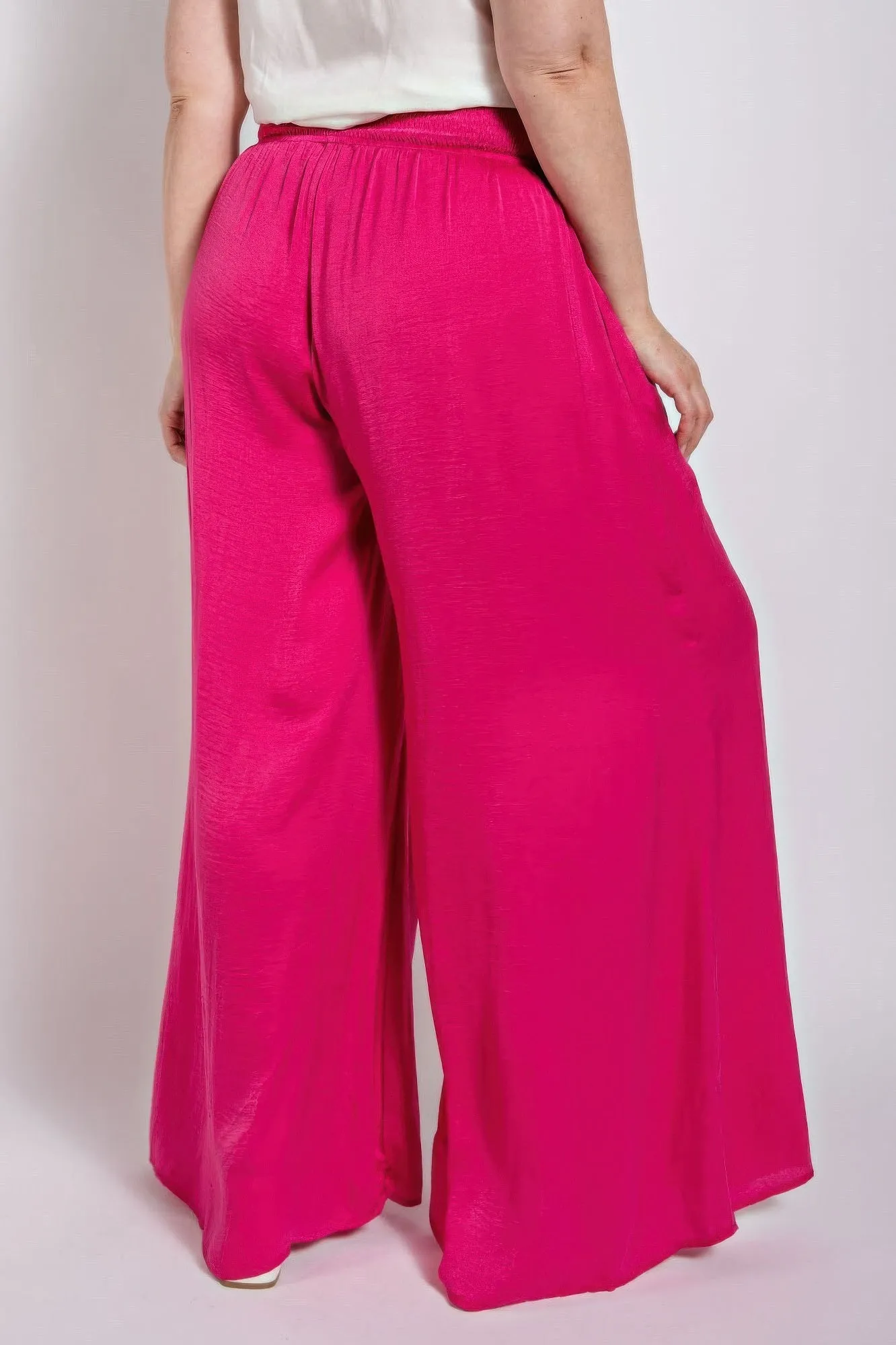 Washed Satin Wide Pants With Waist Smocked sold by Gigi Laurent product image thumbnail 4