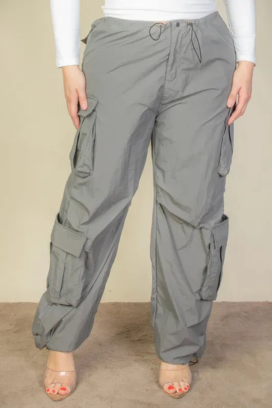 Plus Size Flap Pockets Drawstring Ruched Parachute Pants sold by Gigi Laurent