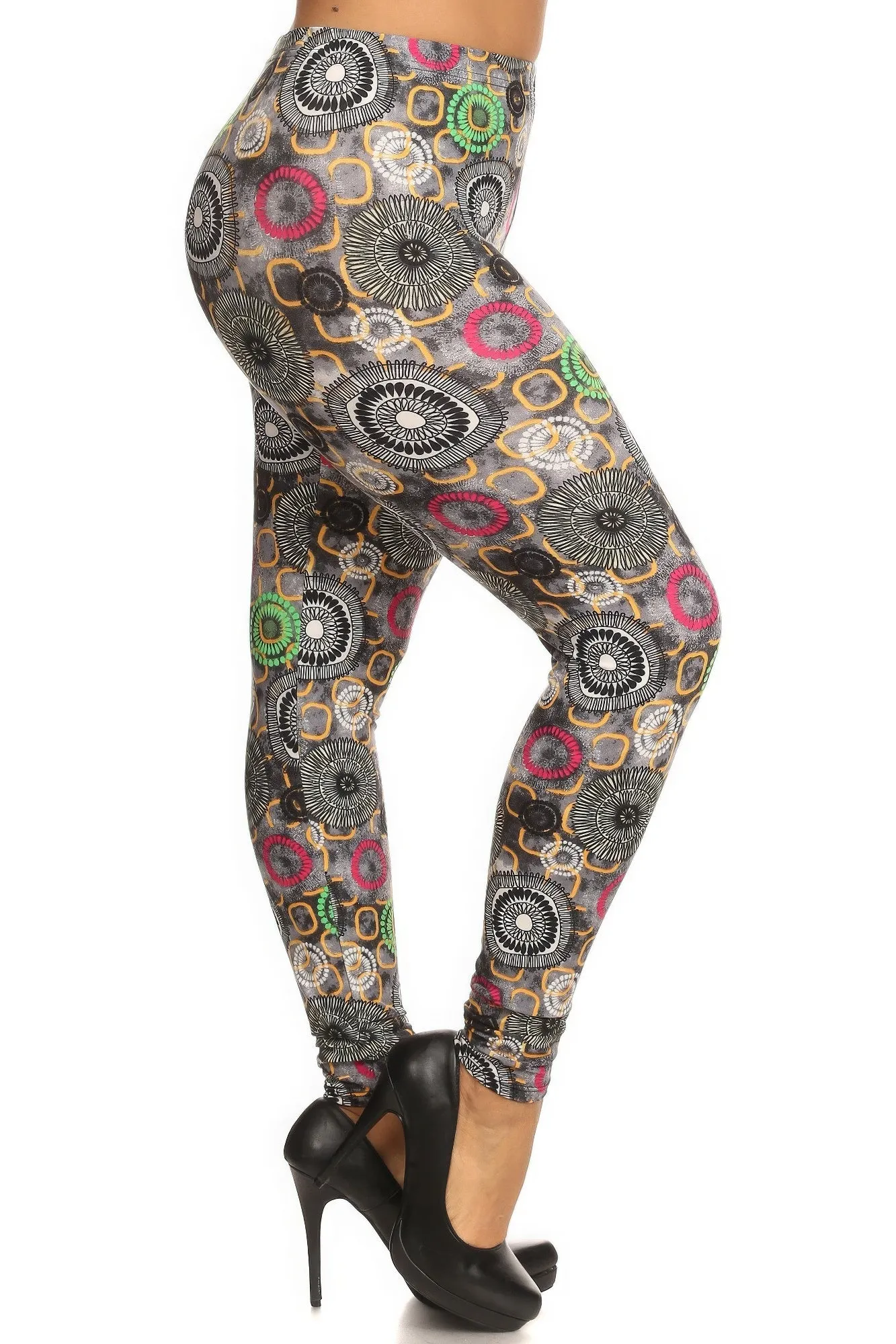 Plus Size Abstract Print, Full Length Leggings In A Slim Fitting Style With A Banded High Waist sold by Gigi Laurent product image thumbnail 2