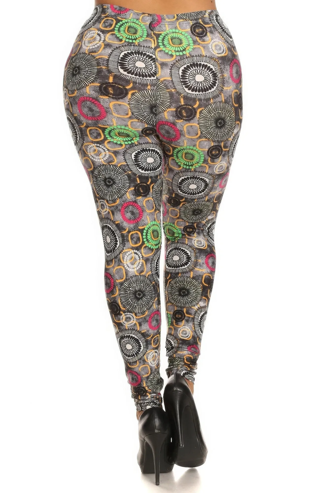 Plus Size Abstract Print, Full Length Leggings In A Slim Fitting Style With A Banded High Waist sold by Gigi Laurent product image thumbnail 3