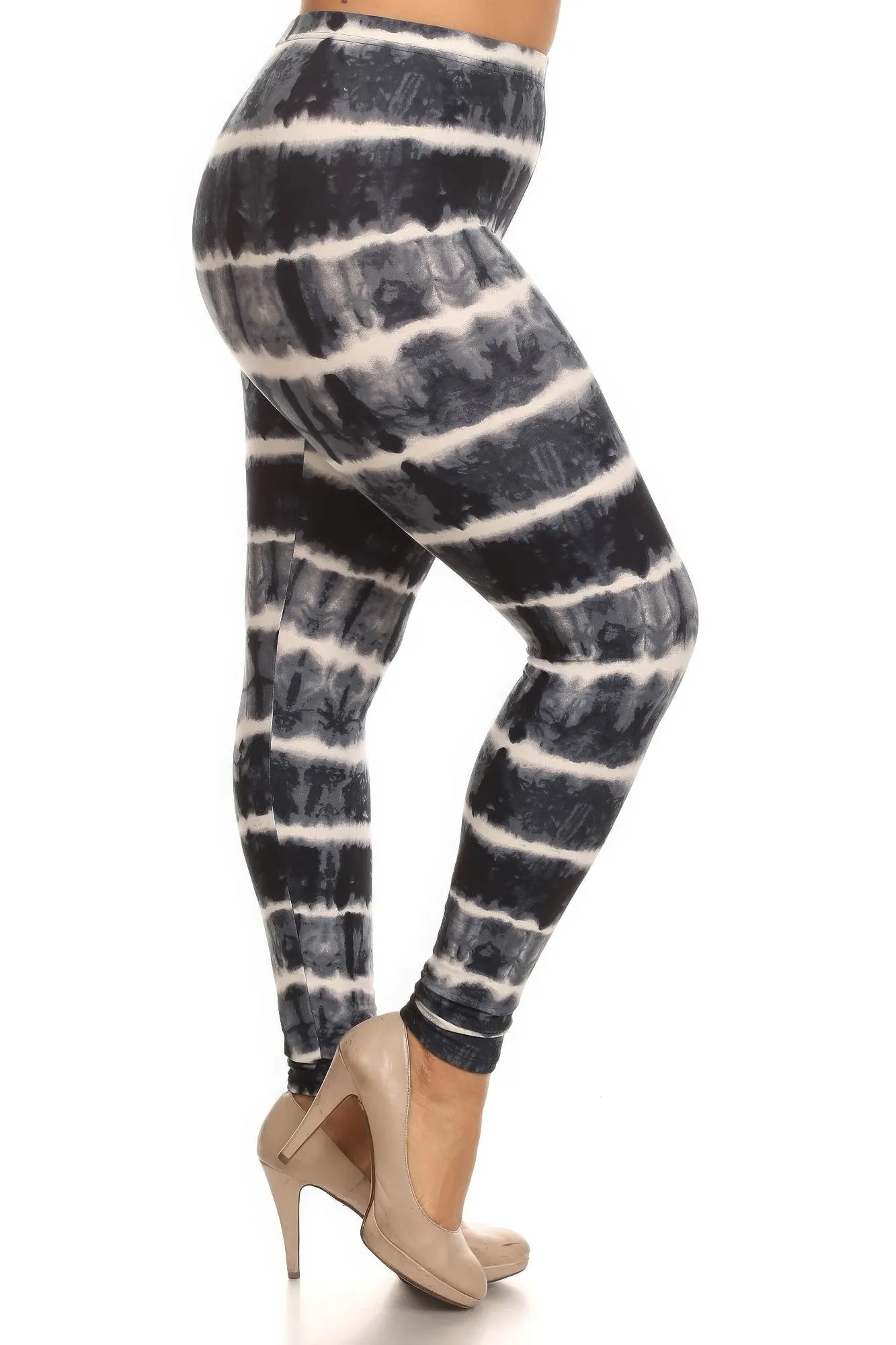 Plus Size Tie Dye Print, Full Length Leggings In A Fitted Style With A Banded High Waist sold by Gigi Laurent product image thumbnail 2