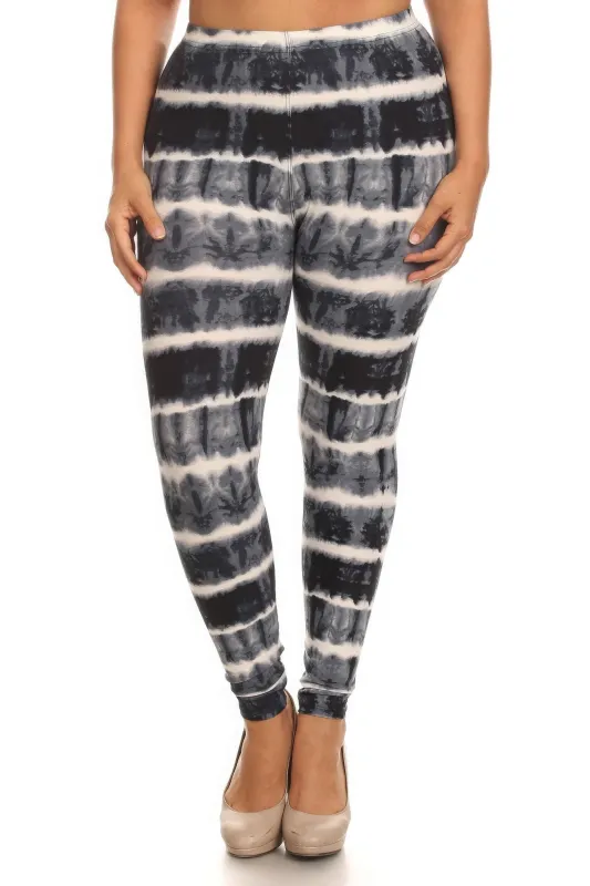 Plus Size Tie Dye Print, Full Length Leggings In A Fitted Style With A Banded High Waist sold by Gigi Laurent