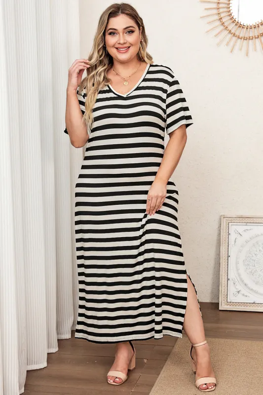 Plus Size V-Neck Side Slit Maxi Dress sold by Gigi Laurent