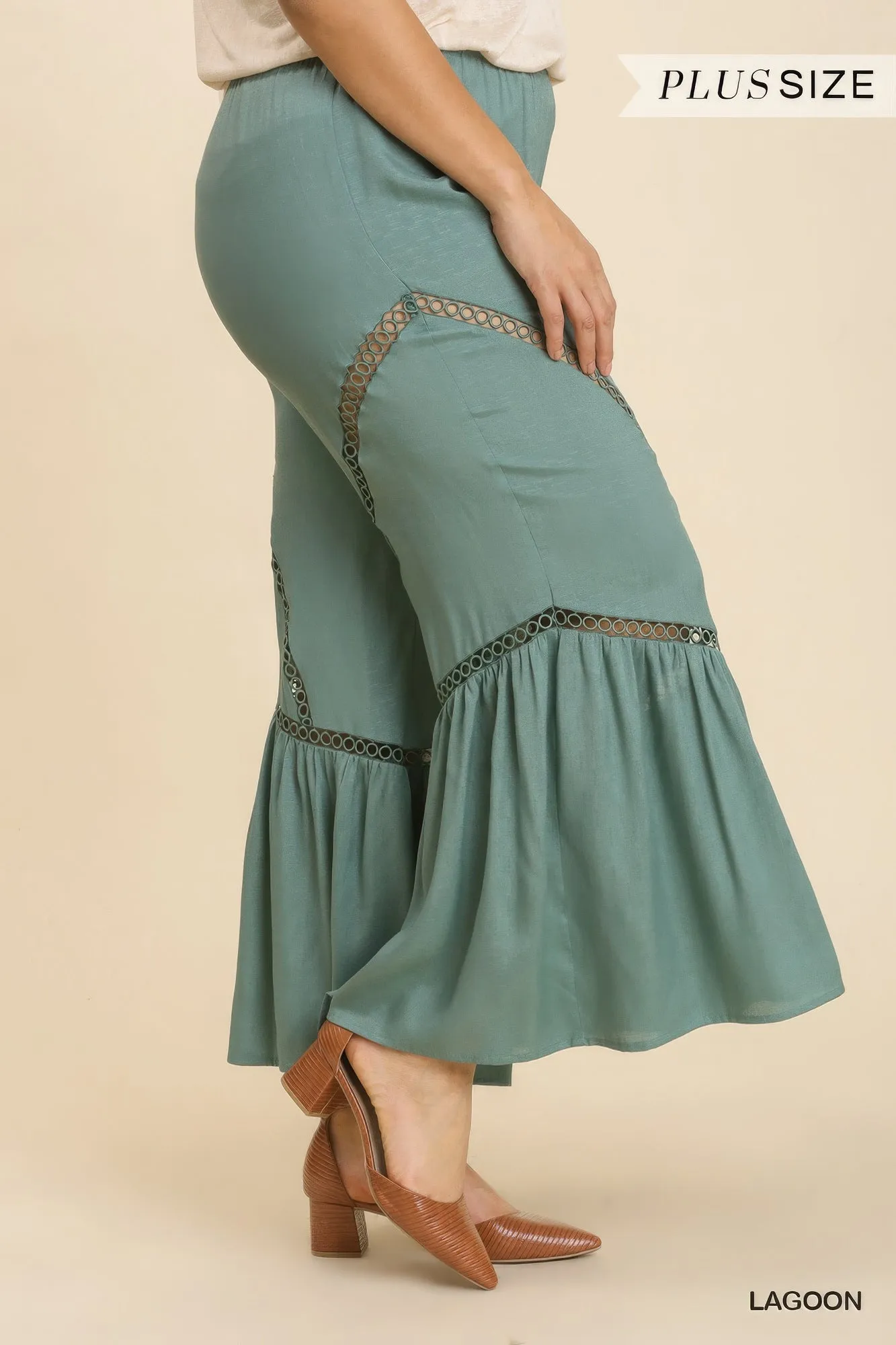 Wide Leg Elastic Waist Lace Tape Pants sold by Gigi Laurent product image thumbnail 3