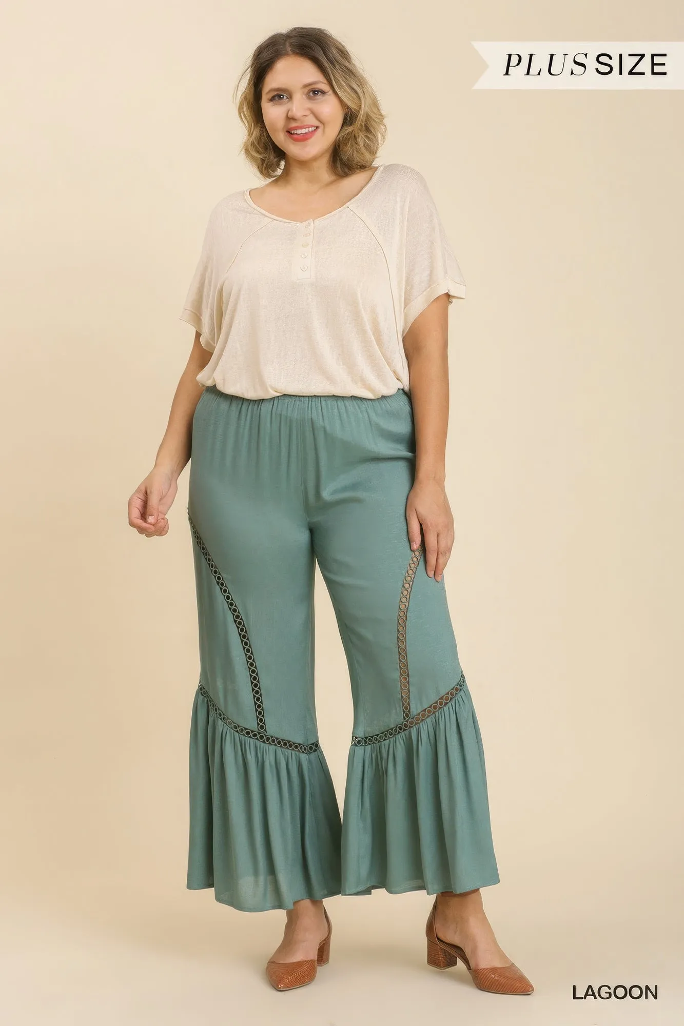 Wide Leg Elastic Waist Lace Tape Pants sold by Gigi Laurent