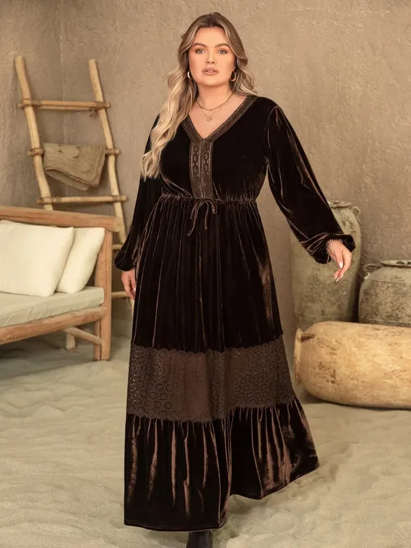 Plus Size V-Neck Balloon Sleeve Maxi Dress sold by Gigi Laurent