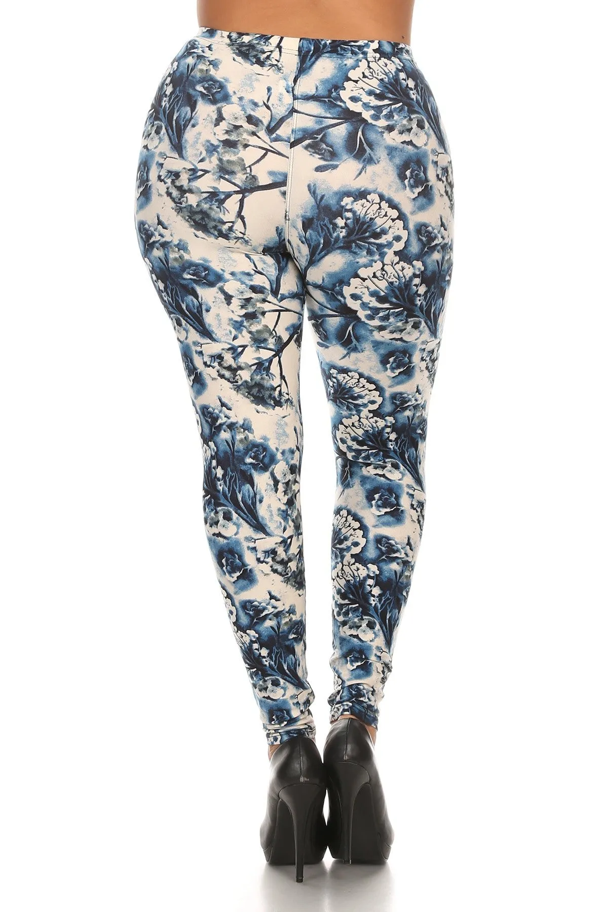 Plus Size Floral Print, Full Length Leggings In A Slim Fitting Style With A Banded High Waist sold by Gigi Laurent product image thumbnail 3