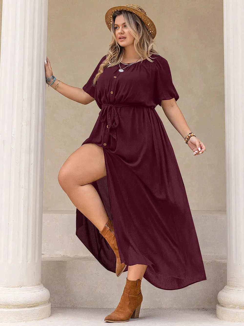 Plus Size Round Neck Half Sleeve Dress sold by Gigi Laurent product image thumbnail 5
