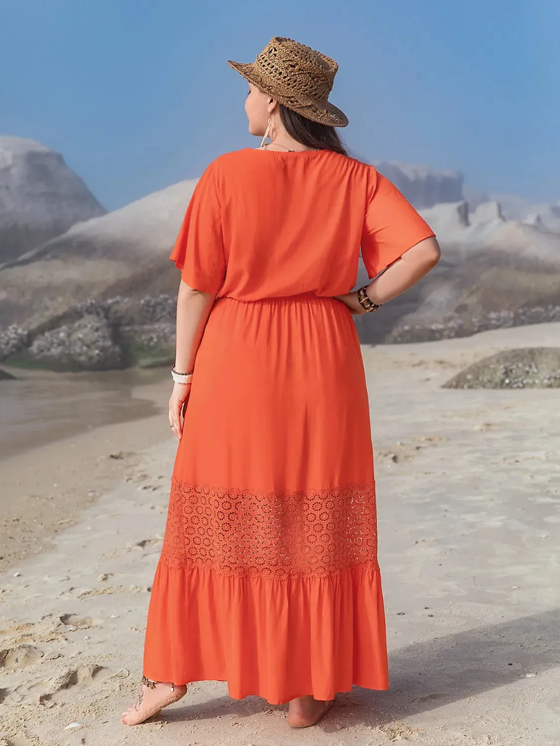Plus Size V-Neck Flutter Sleeve Maxi Dress sold by Gigi Laurent product image thumbnail 5