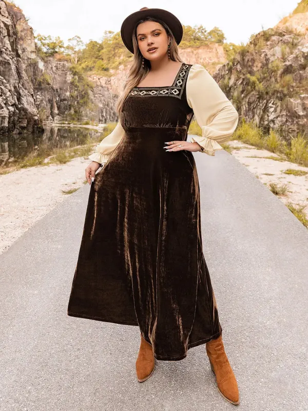 Plus Size Embroidered Square Neck Dress sold by Gigi Laurent