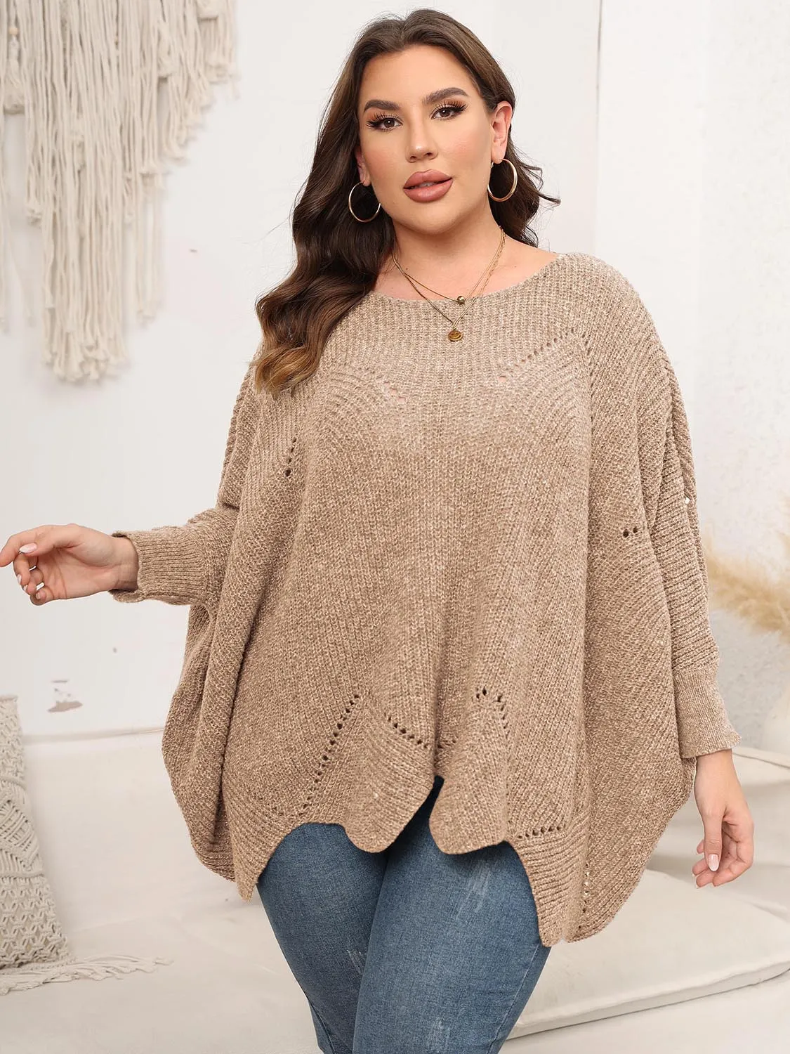 Plus Size Round Neck Batwing Sleeve Sweater sold by Gigi Laurent product image thumbnail 5