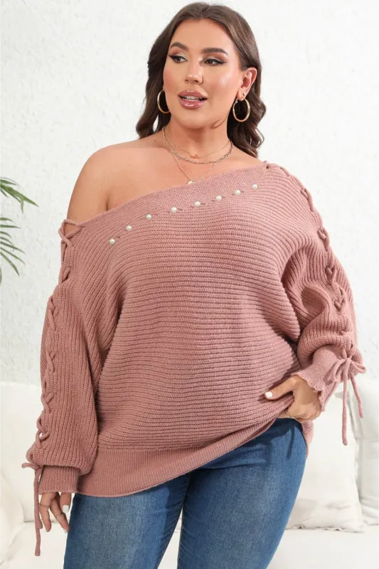 Plus Size One Shoulder Beaded Sweater sold by Gigi Laurent