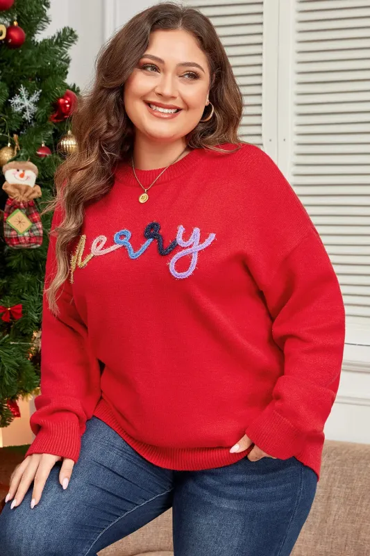 Plus Size MERRY Round Neck Long Sleeve Sweater sold by Gigi Laurent