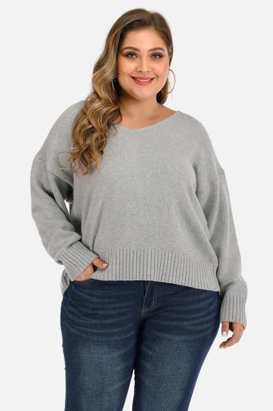 Plus Size V Neck Pullover Sweater sold by Gigi Laurent
