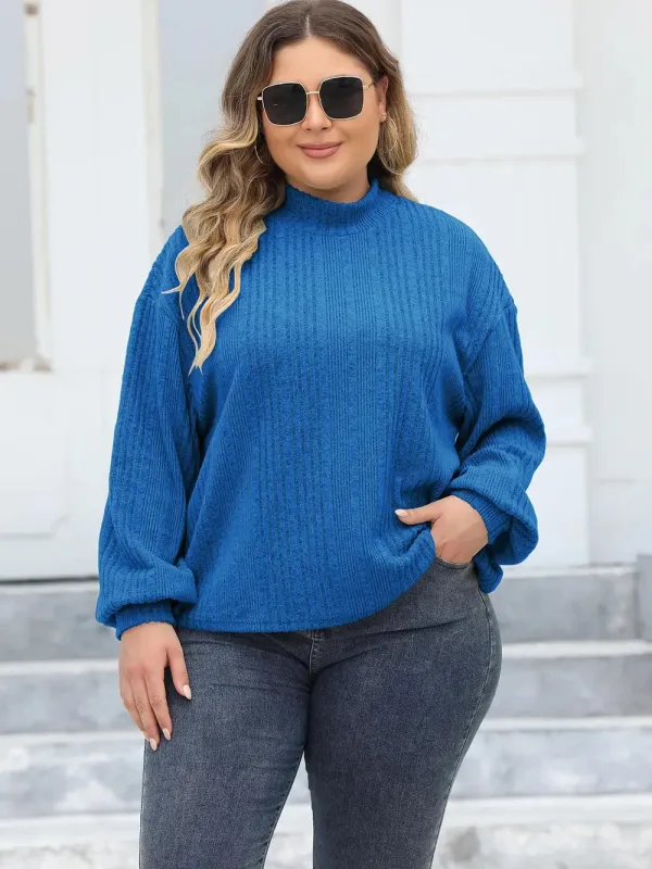 Plus Size Mock Neck Long Sleeve Knit Top sold by Gigi Laurent