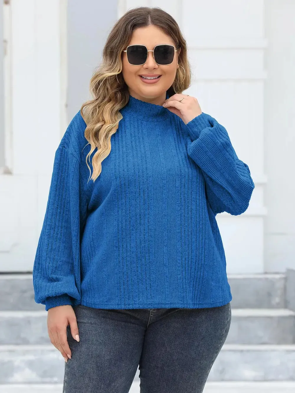 Plus Size Mock Neck Long Sleeve Knit Top sold by Gigi Laurent product image thumbnail 3