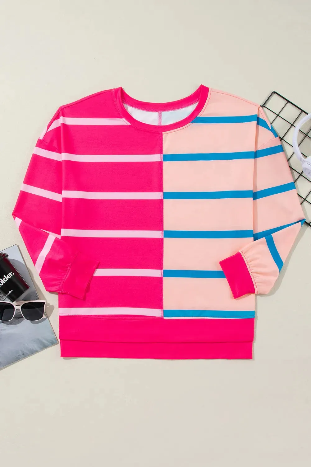 Plus Size Color Block Round Neck Long Sleeve Top sold by Gigi Laurent product image thumbnail 4