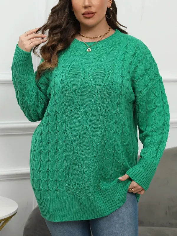 Plus Size Round Neck Long Sleeve Sweater sold by Gigi Laurent