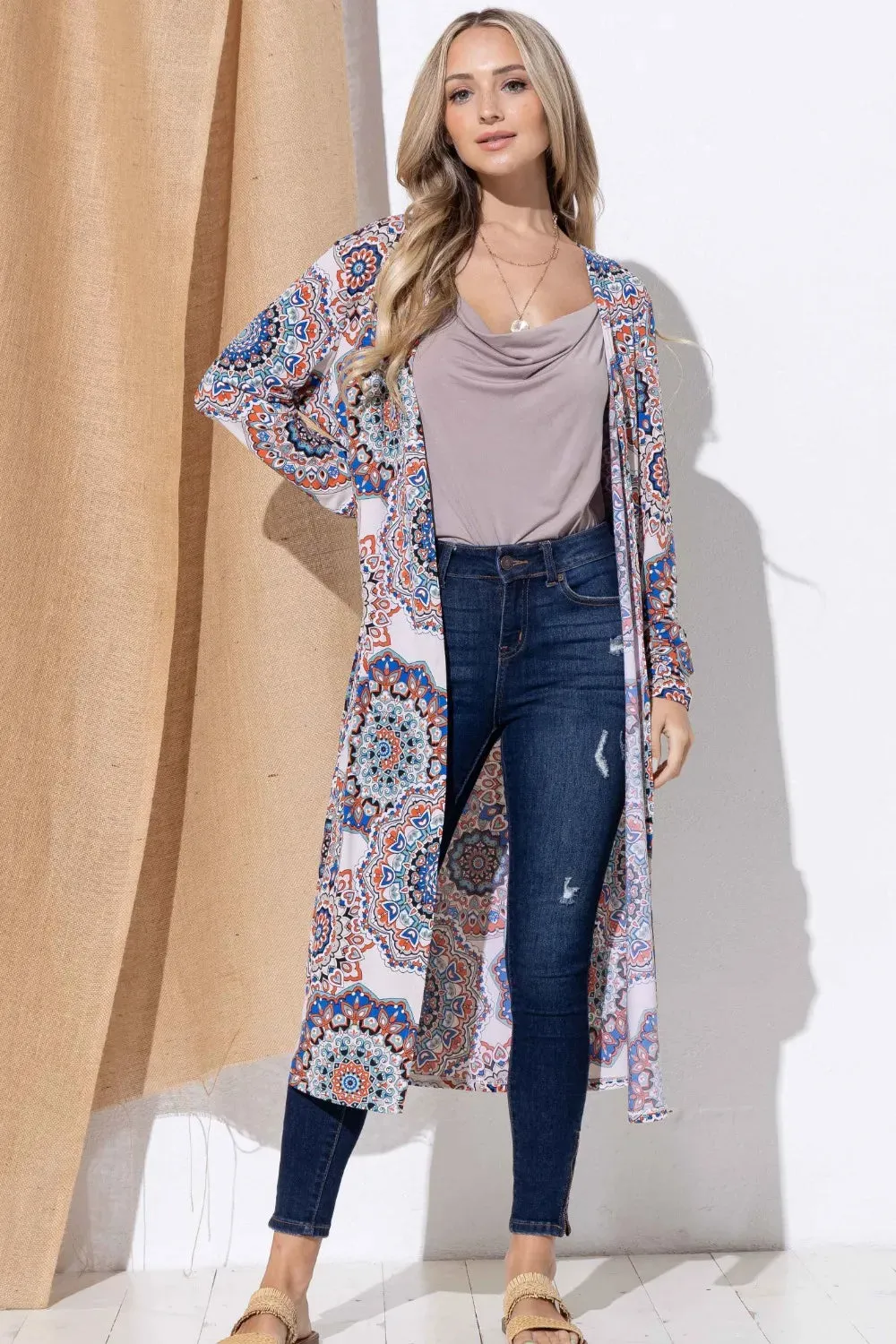And The Why Printed Kimono Open Front Longline Cardigan sold by Gigi Laurent product image thumbnail 4