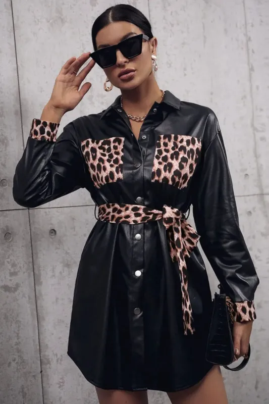 Ivy Lane Tied Leopard Snap Down Trench Coat sold by Gigi Laurent