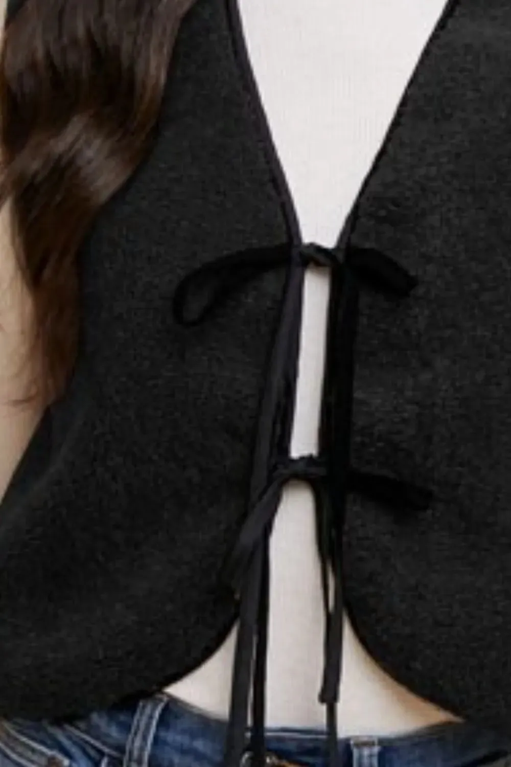 Annie Wear V-Neck Tie Detail Vest Coat sold by Gigi Laurent product image thumbnail 3