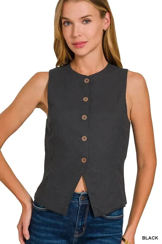 Zenana Linen Button Down Vest sold by Gigi Laurent product image thumbnail 2