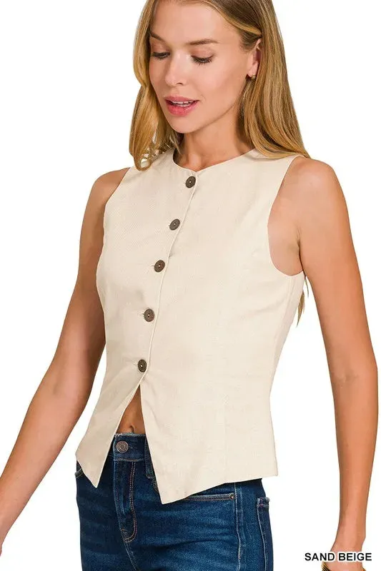 Zenana Linen Button Down Vest sold by Gigi Laurent product image thumbnail 2